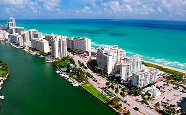 An aerial view of Miami, Florida in the USA